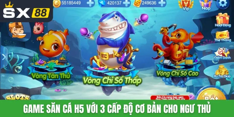 Game săn cá H5 với 3 cấp độ cơ bản cho ngư thủ
